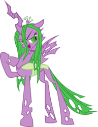 Size: 786x1016 | Tagged: safe, artist:blah23z, edit, queen chrysalis, spike, changeling, changeling queen, palette swap, recolor, simple background, solo, transparent background, vector