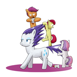 Size: 2000x2000 | Tagged: safe, artist:nitrouspony, apple bloom, rarity, scootaloo, sweetie belle, pony, unicorn, cutie mark crusaders, high res