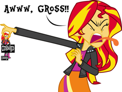 Size: 1355x1019 | Tagged: safe, artist:piddleshy, sunset shimmer, equestria girls, askpiddleshy, humanized, solo, tongue out