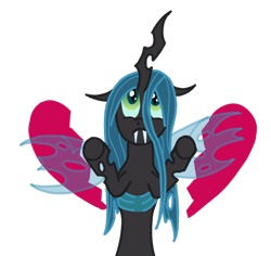 Size: 1024x967 | Tagged: safe, artist:lunasaccountant, queen chrysalis, changeling, changeling queen, cute, cutealis, heart, heartbreak, sad, solo