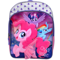 Size: 1000x1000 | Tagged: safe, derpibooru import, pinkie pie, rainbow dash, twilight sparkle, twilight sparkle (alicorn), alicorn, earth pony, pegasus, pony, my little pony: the movie, backpack, chase your dreams, merchandise