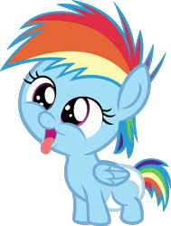 Size: 3000x3974 | Tagged: safe, artist:sollace, derpibooru import, rainbow dash, pegasus, pony, .svg available, baby dash, behaving like a dog, cute, diaper, foal, simple background, solo, tongue out, transparent background, vector, younger