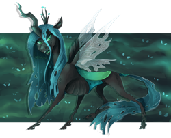 Size: 900x727 | Tagged: safe, artist:thelionmedal, queen chrysalis, changeling, changeling queen, emaciated, female, grin, solo focus