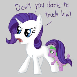 Size: 1024x1024 | Tagged: safe, artist:doodlesuovick, rarity, spike, dragon, pony, unicorn, female, filly, horn, male, mare