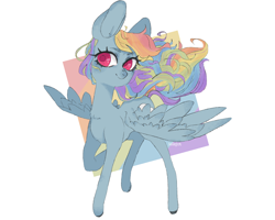 Size: 2000x1600 | Tagged: safe, artist:calcifei, derpibooru import, rainbow dash, pegasus, pony, colored pupils, female, mare, simple background, solo, spread wings, white background, windswept mane, wings