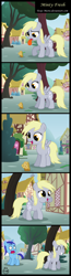 Size: 874x3373 | Tagged: safe, artist:toxic-mario, derpy hooves, minuette, pegasus, pony, worm, baked bads, comic, female, food, mare, muffin