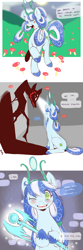 Size: 640x1920 | Tagged: safe, artist:cold-blooded-twilight, oc, oc only, oc:thauma disk, earth pony, pony, ask thaumaturge pony, dark magic, female, headdress, magic, mare, mushroom, shade, shadow, shadow pony, solo, thauma, wand, witch