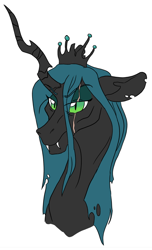 Size: 876x1440 | Tagged: safe, artist:phobicalbino, queen chrysalis, changeling, changeling queen, bust, female, portrait, simple background, solo, white background