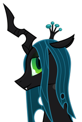 Size: 1800x2700 | Tagged: safe, artist:bootsyslickmane, queen chrysalis, changeling, changeling queen, bust, fangs, female, looking at you, portrait, simple background, smiling, solo, transparent background, vector