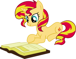 Size: 7316x5645 | Tagged: safe, artist:elsia-pony, sunset shimmer, pony, unicorn, absurd resolution, book, reading, simple background, solo, svg, transparent background, vector