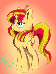 Size: 1018x1354 | Tagged: safe, artist:farewelldecency, sunset shimmer, alicorn, pony, alicornified, princess, race swap, shimmercorn, solo