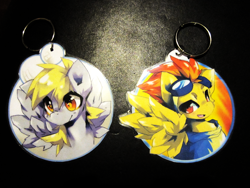 Size: 680x510 | Tagged: safe, artist:jeniak, derpy hooves, spitfire, pegasus, pony, female, keychain, mare