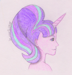 Size: 836x876 | Tagged: safe, artist:marta4708, starlight glimmer, human, horned humanization, humanized, pony coloring, solo, traditional art