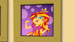 Size: 1366x768 | Tagged: safe, screencap, sunset shimmer, equestria girls, exploitable meme, meme, prom queen meme, solo