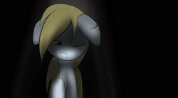 Size: 1960x1080 | Tagged: safe, artist:dshou, derpy hooves, pegasus, pony, female, injured, mare, sad