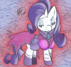 Size: 1000x943 | Tagged: safe, artist:florecentmoo, rarity, pony, unicorn, bag, clothes, dress, female, glow, mare, saddle bag, signature, solo