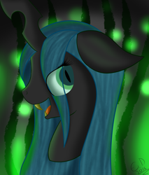 Size: 1024x1200 | Tagged: safe, artist:everdale, queen chrysalis, changeling, changeling queen, bust, portrait, solo