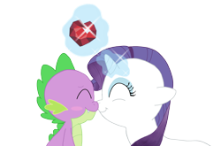 Size: 2508x1651 | Tagged: safe, artist:schwarzekatze4, rarity, spike, dragon, pony, unicorn, female, fire ruby, interspecies, male, nuzzling, shipping, sparity, straight