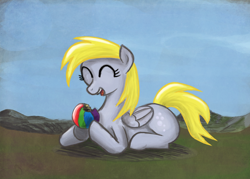 Size: 1000x715 | Tagged: safe, artist:sevoohypred, derpy hooves, pegasus, pony, ball, eating, female, mare