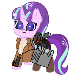 Size: 1203x1203 | Tagged: safe, artist:pastelhorses, starlight glimmer, pony, unicorn, 3d maneuver gear, anime, ask poniverse, attack on titan, chibi, cute, solo