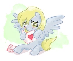 Size: 801x666 | Tagged: safe, artist:manden, derpy hooves, pegasus, pony, blushing, female, letter, mare, solo