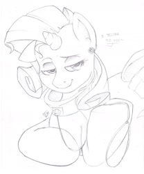 Size: 1768x2128 | Tagged: safe, artist:mrw32, rarity, pony, unicorn, collar, sketch, smug, smugity