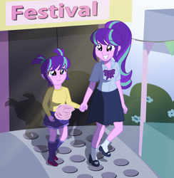 Size: 4015x4114 | Tagged: safe, artist:sumin6301, starlight glimmer, equestria girls, absurd resolution, adopted offspring, cotton candy, double the glimmer, female, glimmerdoption, heartwarming, mama starlight, mother and child, mother and daughter, parent and child, parent:starlight glimmer, self adoption, self paradox, this will end in timeline distortion, time paradox, younger