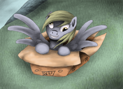 Size: 3510x2550 | Tagged: safe, artist:hewison, derpy hooves, pegasus, pony, box, female, high res, mare, pony in a box, solo