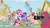 Size: 840x469 | Tagged: safe, derpibooru import, edit, apple bloom, applejack, big macintosh, carrot cake, cup cake, fluttershy, mayor mare, pinkie pie, rainbow dash, rarity, scootaloo, snails, snips, spike, sweetie belle, twilight sparkle, twilight sparkle (alicorn), zecora, alicorn, dragon, earth pony, pegasus, pony, unicorn, zebra, pinkie apple pie, camera, female, intro, mane six, mare, modular, no tail, prehensile tail, tail