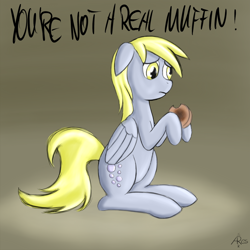 Size: 1200x1200 | Tagged: safe, artist:srk-ares, derpy hooves, pegasus, pony, english muffin, female, mare