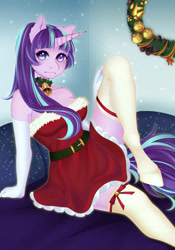Size: 1400x2000 | Tagged: safe, artist:slyblue7, starlight glimmer, anthro, clothes, evening gloves, gloves, socks, solo