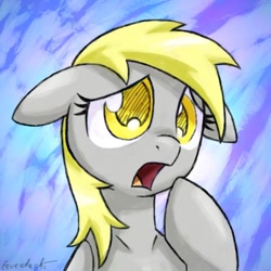 Size: 668x667 | Tagged: safe, artist:eeveetachi, derpy hooves, pegasus, pony, female, mare, solo, worried