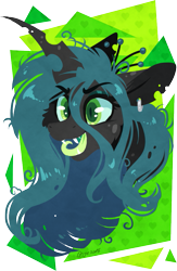 Size: 623x954 | Tagged: safe, artist:tenebristayga, queen chrysalis, changeling, changeling queen, bust, female, fluffy, portrait, simple background, solo, tongue out, transparent background