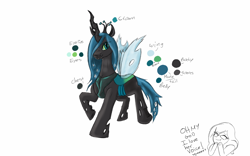 Size: 1280x800 | Tagged: safe, artist:galaxcina7499, queen chrysalis, human, raised hoof, smiling, solo focus