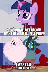 Size: 662x991 | Tagged: safe, queen chrysalis, twilight sparkle, oc, oc:fluffle puff, human, dialogue, meme, overalls, text, the simpsons