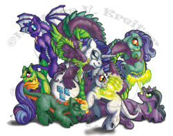 Size: 900x707 | Tagged: safe, artist:shamansoulstudios, rarity, spike, oc, dracony, dragon, hybrid, original species, pony, unicorn, dragicorn, family, female, interspecies, interspecies offspring, male, offspring, older, older spike, parent:rarity, parent:spike, parents:sparity, shipping, sparity, straight