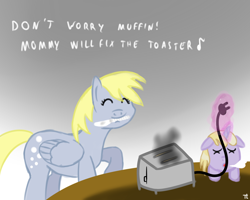 Size: 900x720 | Tagged: safe, artist:thexiiilightning, derpy hooves, dinky hooves, pegasus, pony, female, mare, toaster