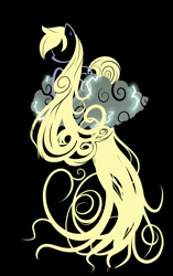 Size: 1700x2700 | Tagged: dead source, safe, artist:rainbowscreen, derpy hooves, pegasus, pony, alternate hairstyle, cloud, female, lightning, mare, minimalist, solo