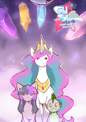 Size: 1000x1414 | Tagged: safe, artist:cold-blooded-twilight, princess celestia, spike, twilight sparkle, alicorn, dragon, pony, comic:cold storm