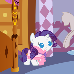 Size: 4800x4800 | Tagged: safe, artist:beavernator, rarity, pony, unicorn, absurd resolution, babity, baby, baby pony, bathrobe, clothes, filly, foal, robe