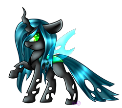 Size: 981x866 | Tagged: safe, artist:sodapopfairypony, queen chrysalis, changeling, changeling queen, cute, cutealis, female, raised hoof, smiling, solo