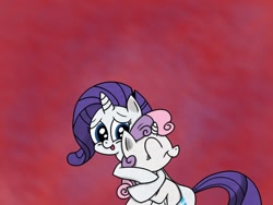 Size: 800x600 | Tagged: safe, artist:dancefrog, rarity, sweetie belle, pony, unicorn, duo, duo female, female, filly, hug, mare, sisters