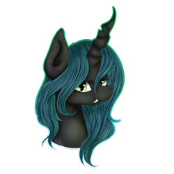 Size: 1024x1024 | Tagged: dead source, safe, artist:rubyblossomva, queen chrysalis, changeling, changeling queen, bust, female, portrait, solo