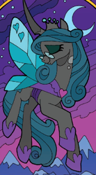 Size: 402x728 | Tagged: safe, idw, queen chrysalis, reversalis, changeling, changeling queen, spoiler:comic, mirror universe, solo, stained glass