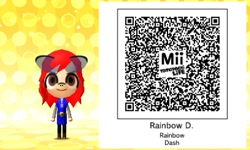 Size: 400x240 | Tagged: safe, derpibooru import, rainbow dash, pony, barely pony related, mii, qr code, tomodachi life