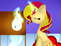 Size: 960x720 | Tagged: safe, artist:sugarrush015, sunset shimmer, pony, unicorn, magic, solo