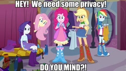 Size: 960x540 | Tagged: safe, derpibooru import, applejack, fluttershy, pinkie pie, rainbow dash, rarity, equestria girls, bronybait, image macro