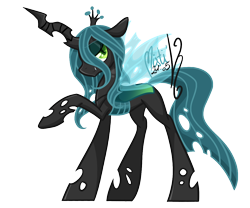 Size: 1200x1000 | Tagged: safe, artist:mistiknco, queen chrysalis, changeling, changeling queen, raised hoof, simple background, smiling, solo, transparent background