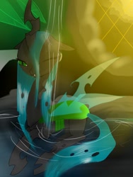 Size: 960x1280 | Tagged: safe, artist:nuttypanutdy, queen chrysalis, changeling, changeling queen, bath, bathing, female, solo, water