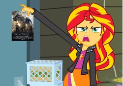 Size: 1020x720 | Tagged: safe, edit, edited screencap, screencap, sunset shimmer, equestria girls, equestria girls (movie), exploitable meme, meme, sunset is disgusted, transformers, transformers age of extinction